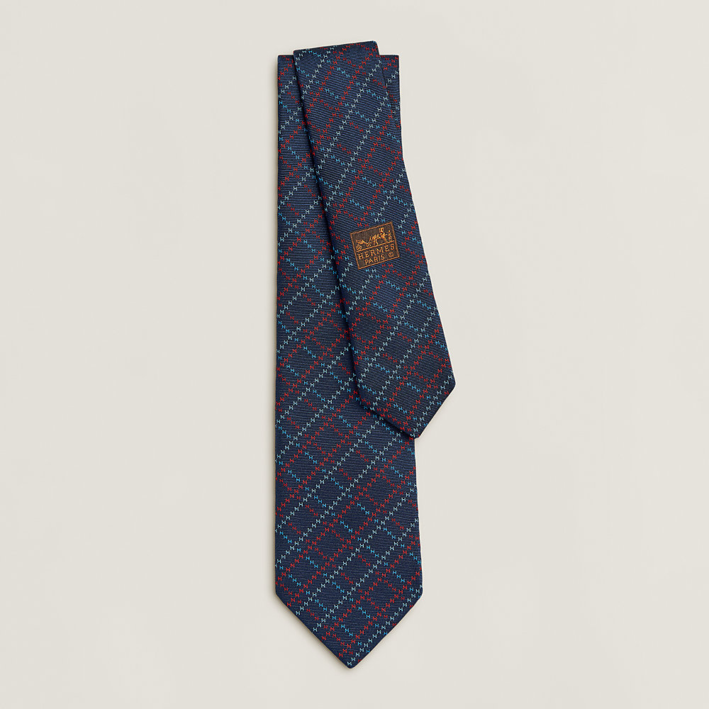 美品　エルメス　ネクタイ　　8-68 ベルト　H柄 シルクタイ 7 cm 《ミクロ・Hタータン》 | Hermès - エルメス-公式サイト